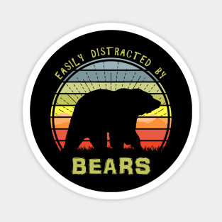 Easily Distracted By Bears Sunset Magnet